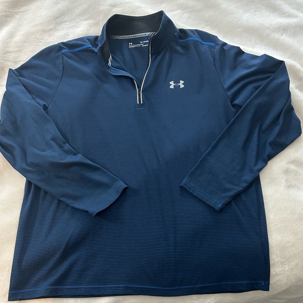 Under Armour Blue Striped Quarter-Zip Pullover
